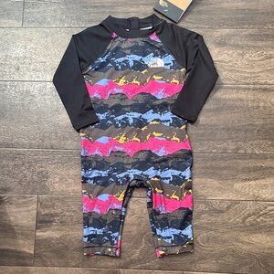 The North Face Kids Rashguard - Black with Pink and Blue